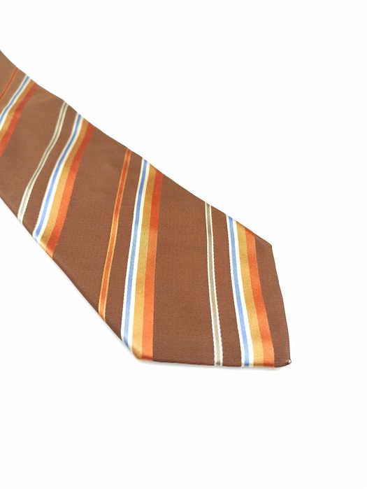 Andrew's Ties brązowy jedwabny krawat w paski mpe116