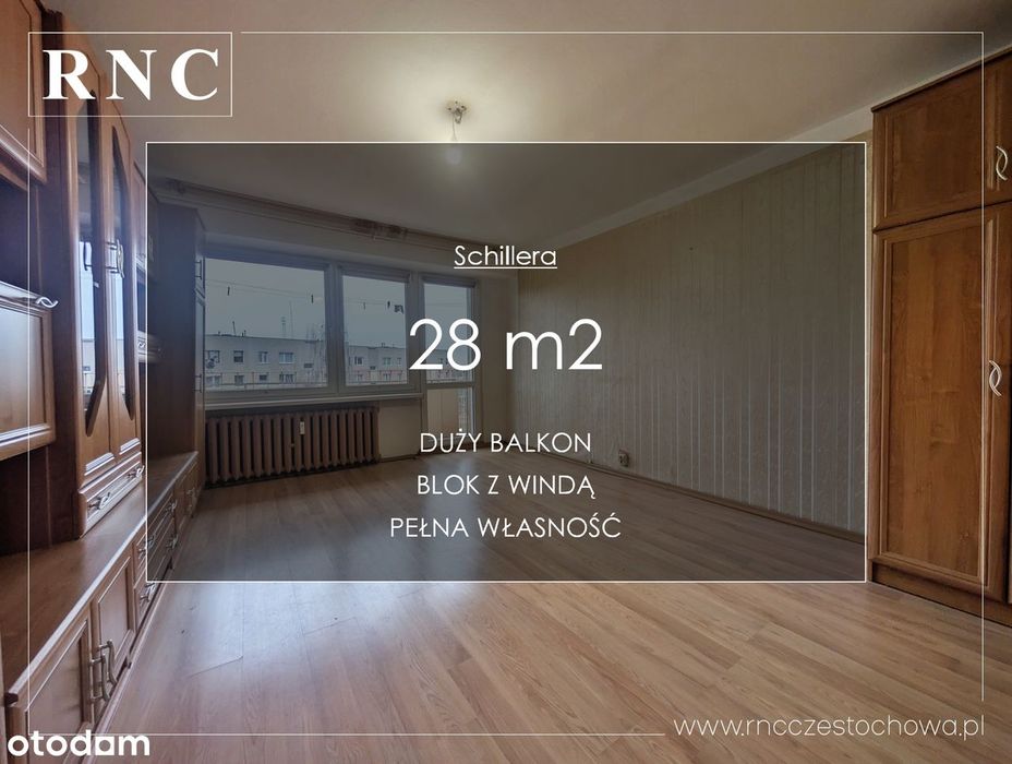 ul. Schillera | Blok z windą | Duży balkon | 28 m2