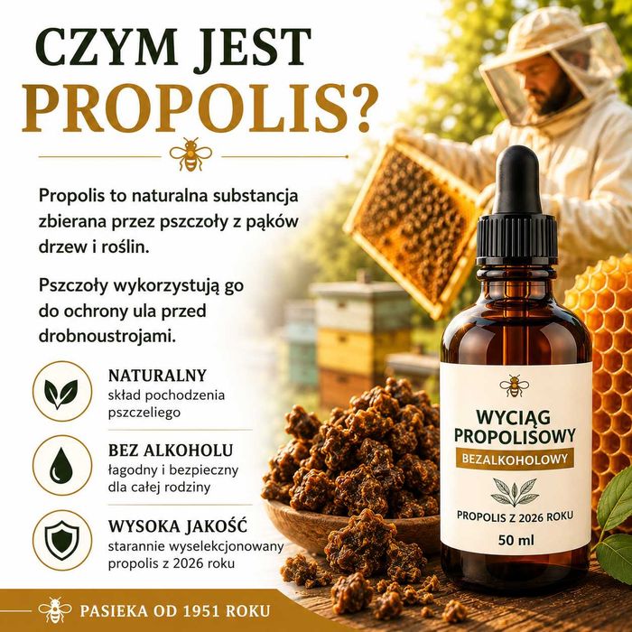 PROPOLIS z 2026r WYCIĄG EKSTRAKT PROPOLISOWY 40% bezalkoholowy  50ml
