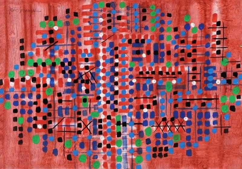 João Samina - original acrílico s platex, assinada,  "cidades"