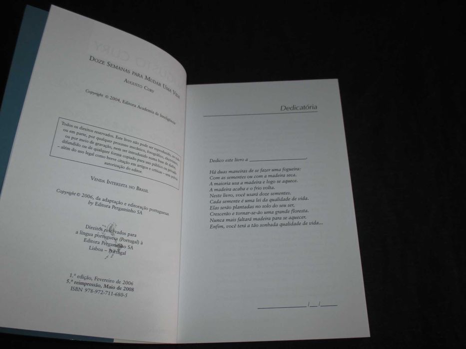 Livro Doze semanas para mudar uma vida Augusto Cury