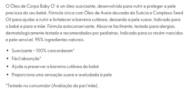 Óleo de Corpo para Bébé