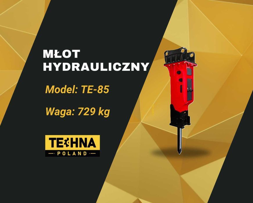 Młot hydrauliczny wyburzeniowy do koparki TECHNA TE-85 730kg JCB CAT Caterpillar Komatsu Volvo Hitachi Doosan Hyundai Mecalac osprzęt