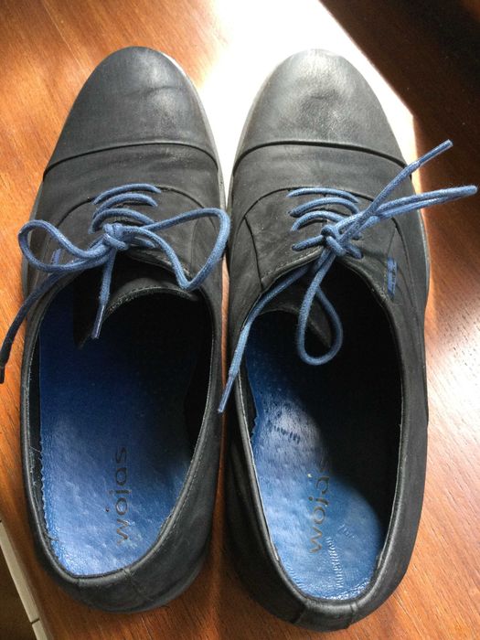 Eleganckie buty skórzane granatowe  Wojas wkładka 28 cm