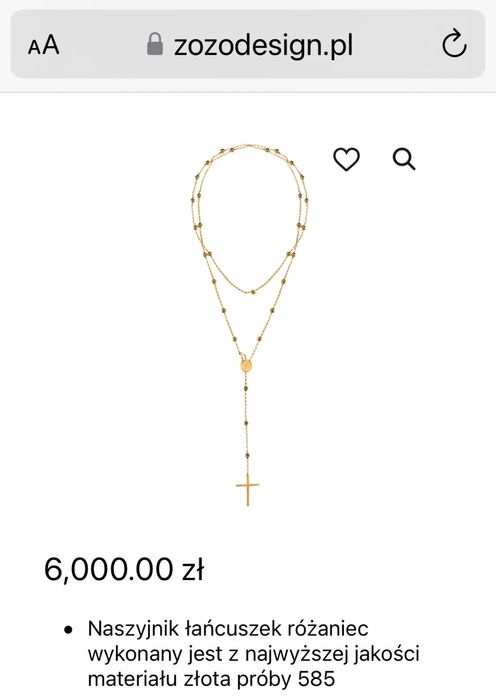 Zozo design różaniec złoty 585
