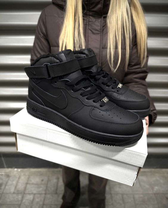 ХУТРО! Зимові Nike Air Force 1 Black 37 38 39 41 42 43 44 45 46 найк