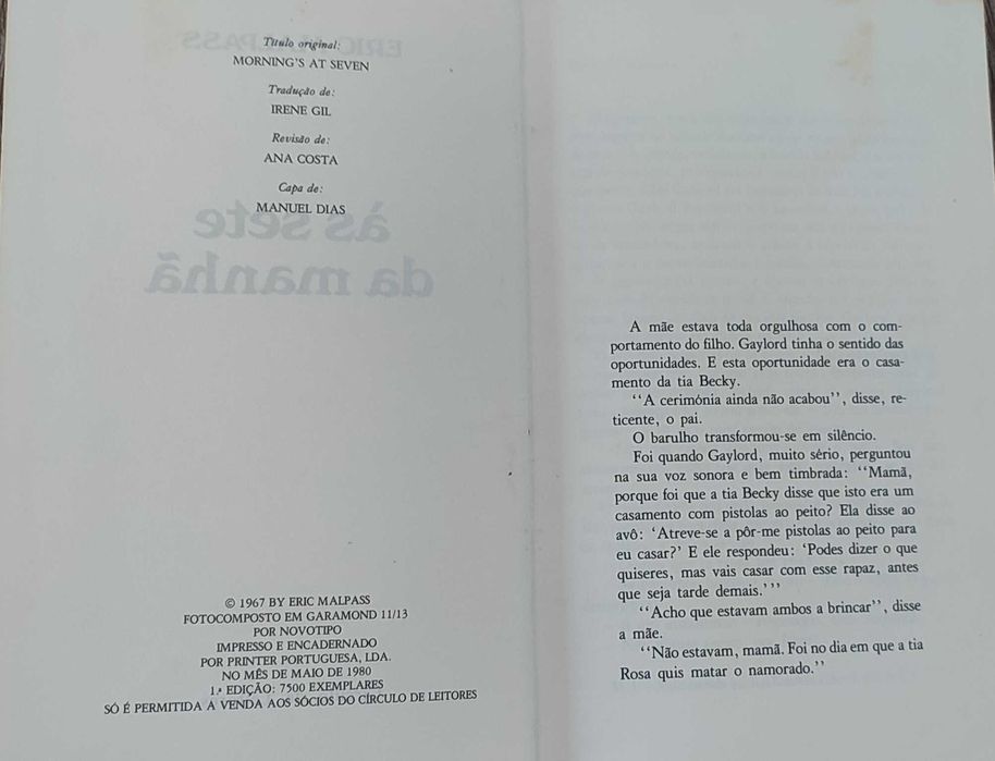 A Família Pentecost "Às sete da manhã" de Eric Malpass / 2 €