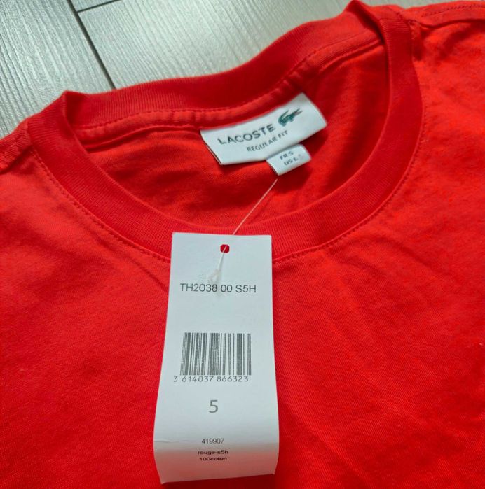 Lacoste Regular Fit Czerwona L T-Shirt Bawełna - Nowa z metka