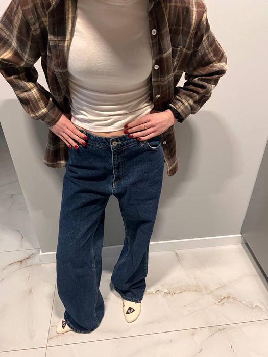 Широкі джинси темно синього кольору