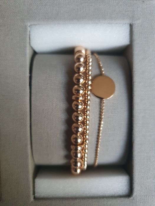 Nowy zestaw Fossil Suitor set zegarek + dwie bransoletki różowe złoto