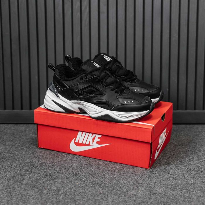Кросівки з хутром Nike M2K Tekno Black/White premium зимові