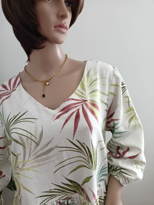 Piękna sukienka 55% len 45% wiskoza XL