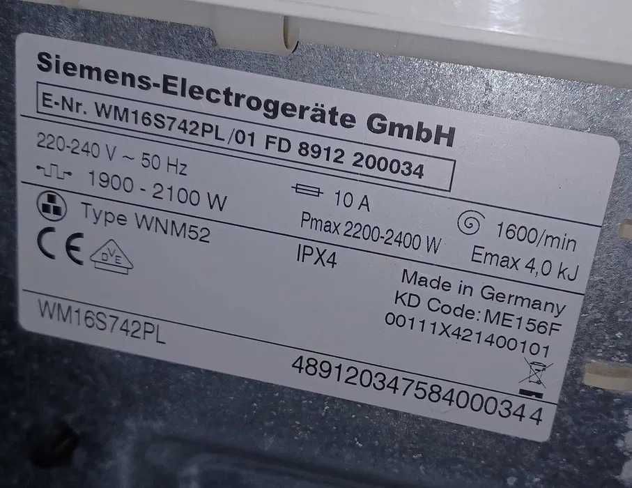 Części Pralka Siemens WM16S742PL