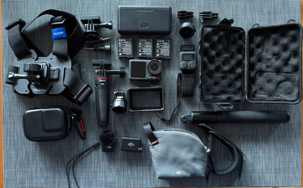 DJI Osmo Action 5 Pro – kompletny zestaw + 3 akumulatory + PILOT GPS + akcesoria – stan idealny