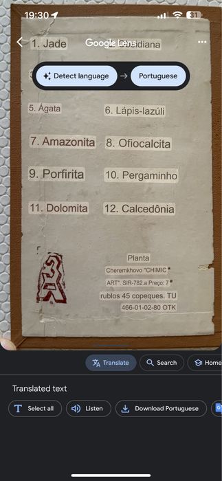 Livro vintage de pedras preciosas da União Soviética