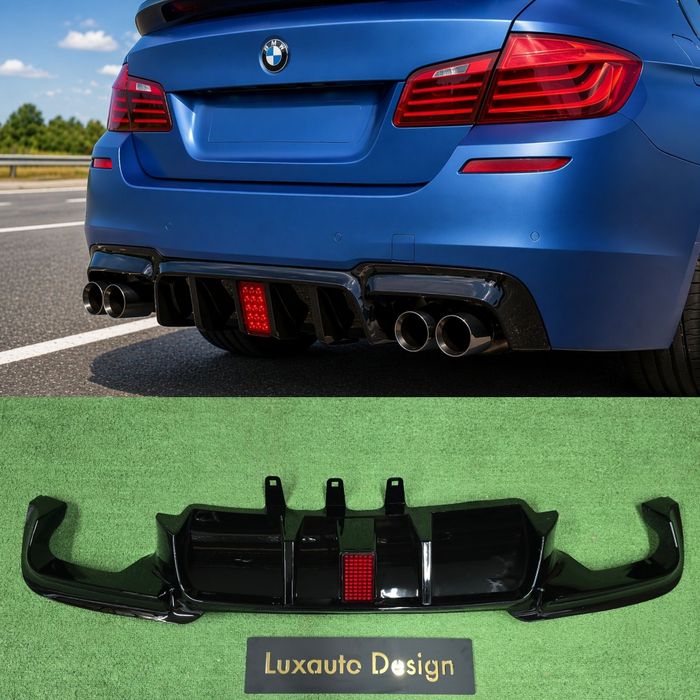 Диффузор  M5 с LED для BMW F10 M pack М пакет губа дифузер БМВ М5 Ф10