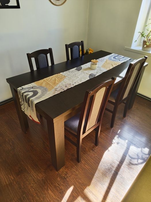 Stół rozsuwany 160/200cm + 8 krzeseł