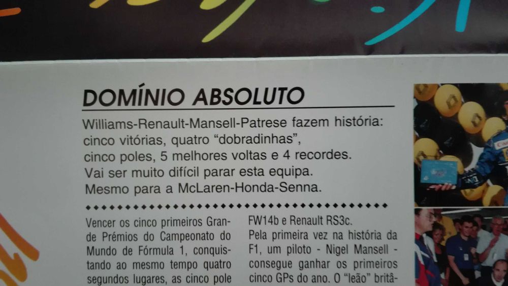 Brochura Poster Renault Williams 1992