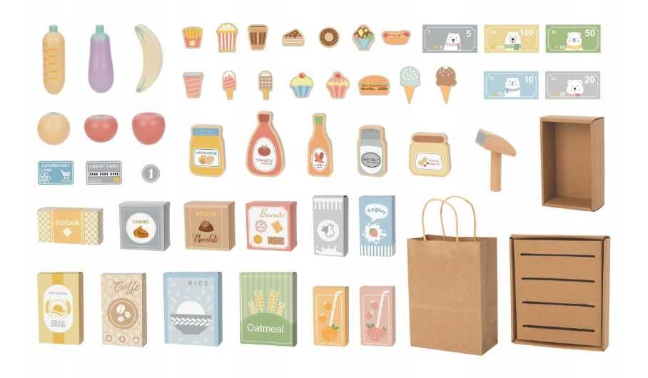 Drewniany Sklep XXL Dla Dzieci Warzywniak Stragan Z Kasą - WYPRZEDAŻ