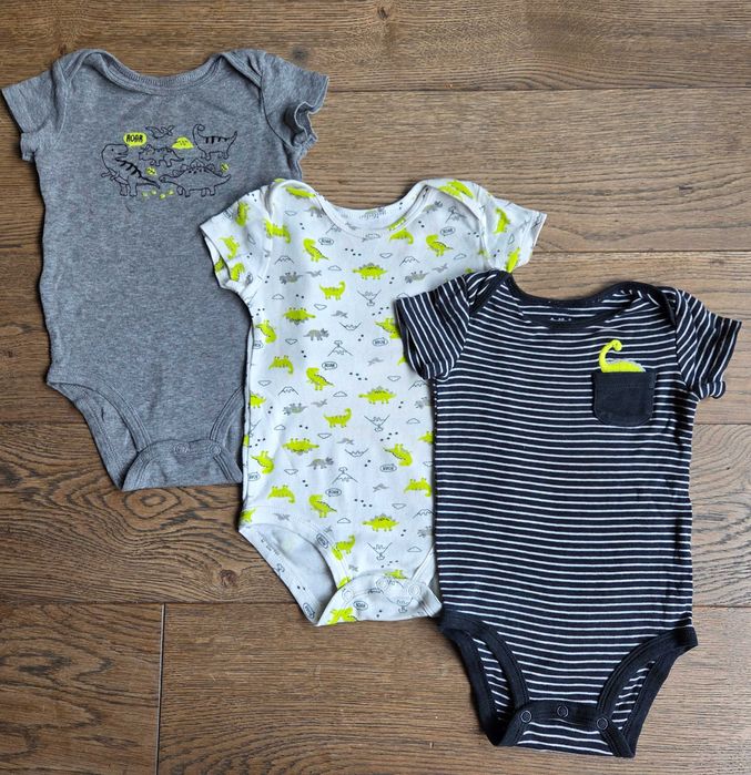 3 x Body Carter's krótki rękaw r. 3-6 M (68/74) super stan!