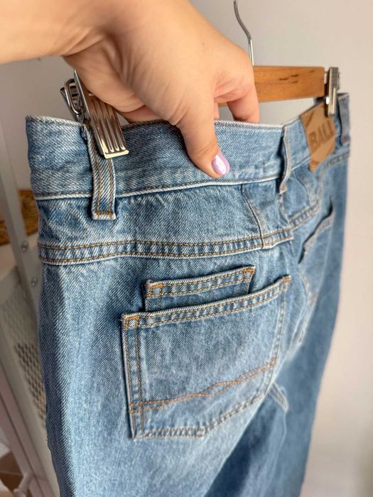 Jeansy BALL postrzępionym dołem a'la vintage 100% cotton high waist 29/32 Baserena jeans