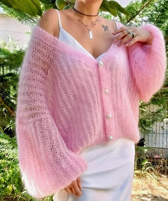 Кардиган из кидмохера- ручная работа