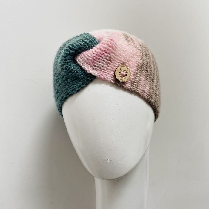 Delikatna kolorowa opaska twist na uszy na włosy ręcznie robiona