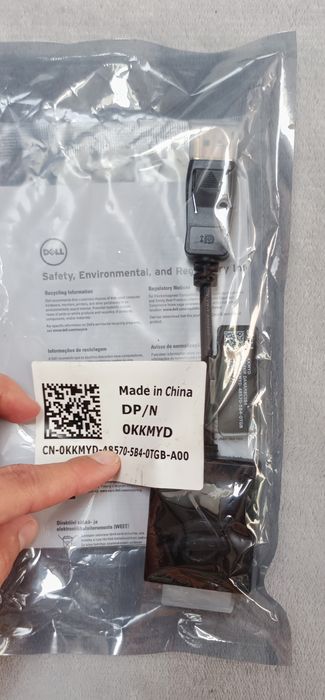 Kabel DELL adapter displayport do DVI-D Nieużywany