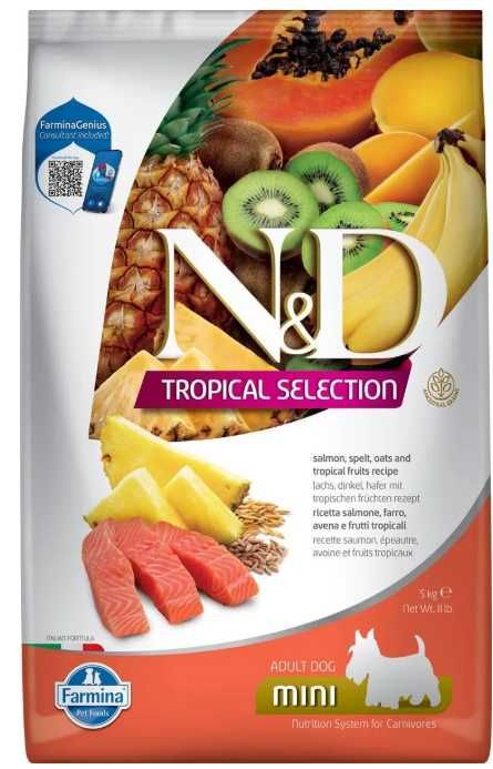 Łosoś i owoce tropikalne. Pełnoporcjowa karma  N&D dla psów 5kg