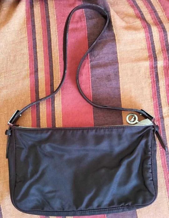 Mala de ombro Longchamp Original em Nylon e Pele (Castanho)