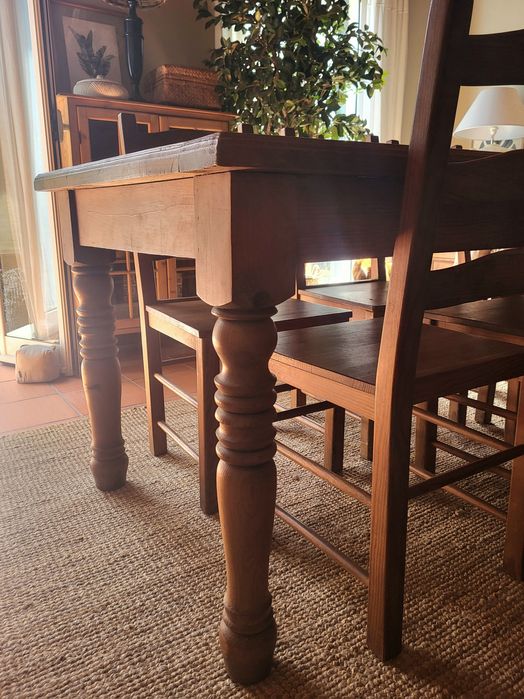 mesa, grande, refeições, cadeiras, talha, mexicano rustico