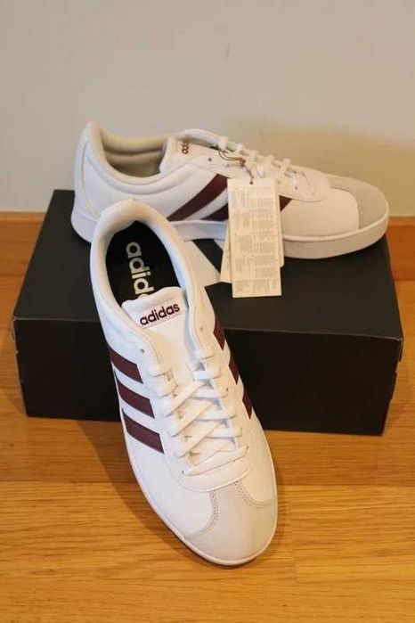 Sapatilhas Adidas VL Court Branco & Castanho Tamanho 42 (Novas)