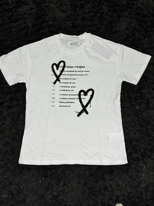 Maison Margiela T-shirt z Sercami Biały Rozmiar M