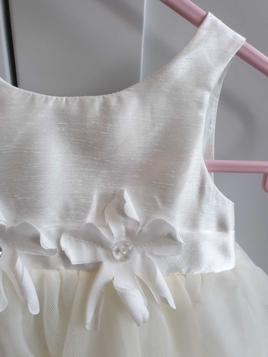 Tiulowa sukienka Mothercare biała chrzest do chrztu 56 62