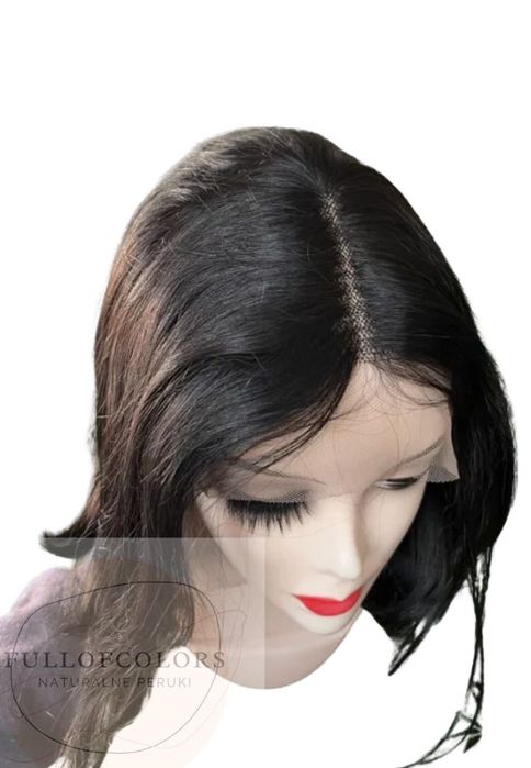 Peruka krotka czarna bob bardzo naturalna z lacefront