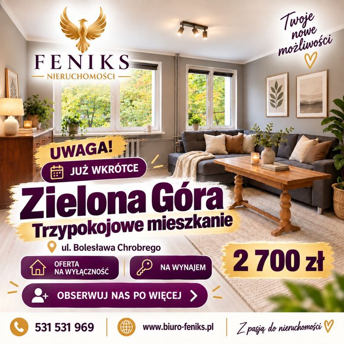 Super mieszkanie 3 pokoje z balkonem. Ul. B. Krzywoustego