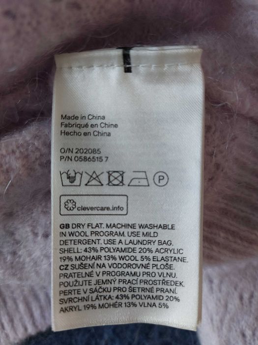 Liliowy sweterek z wełną XS/S