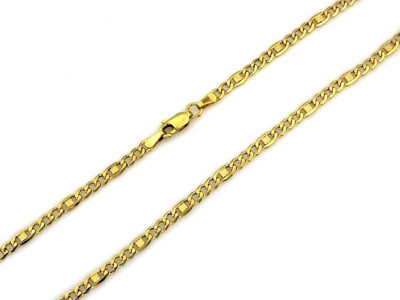 Nowy złoty łańcuszek figaro z ciekawymi dodatkami PR 585 50 cm