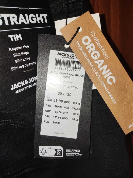 Dżinsy JACK&JONES JJITIM JJORIGINAL GE 789 W30 L30 nowe slim straight