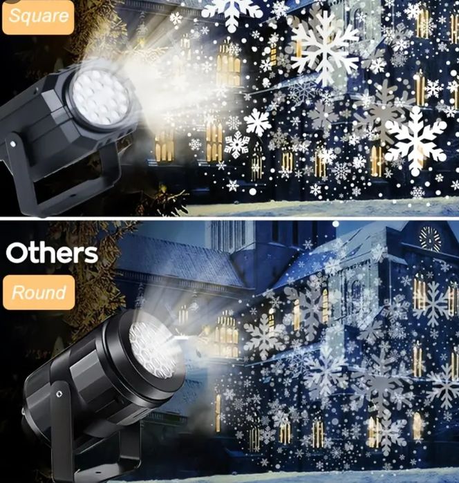 Акция! Проектор ночник светодиодный Новогодний снег Снежинки