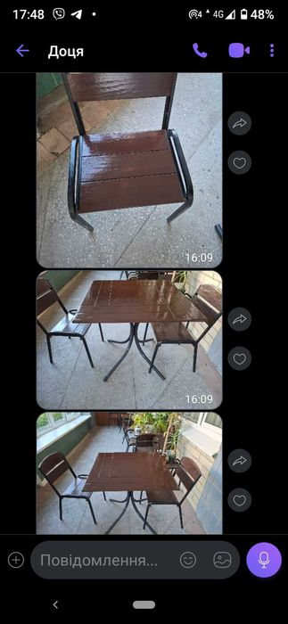 Продам садові меблі  для тераси в гарному стані  стілець -400,стіл-700