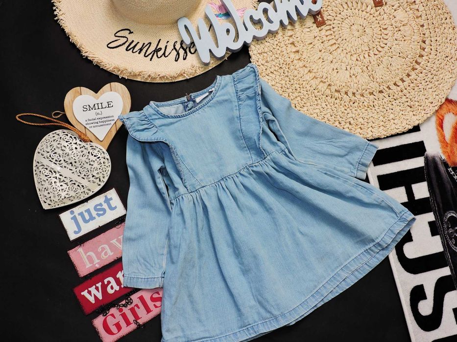 Name It - sukienka jeans falbanki , zamek r 98