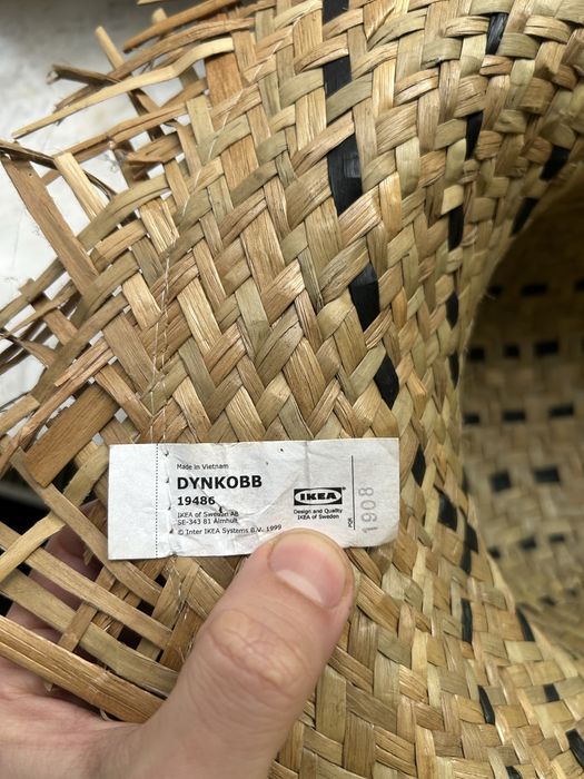 Kapelusz słomkowy Ikea Dynkobb vintage szerokie rondo boho