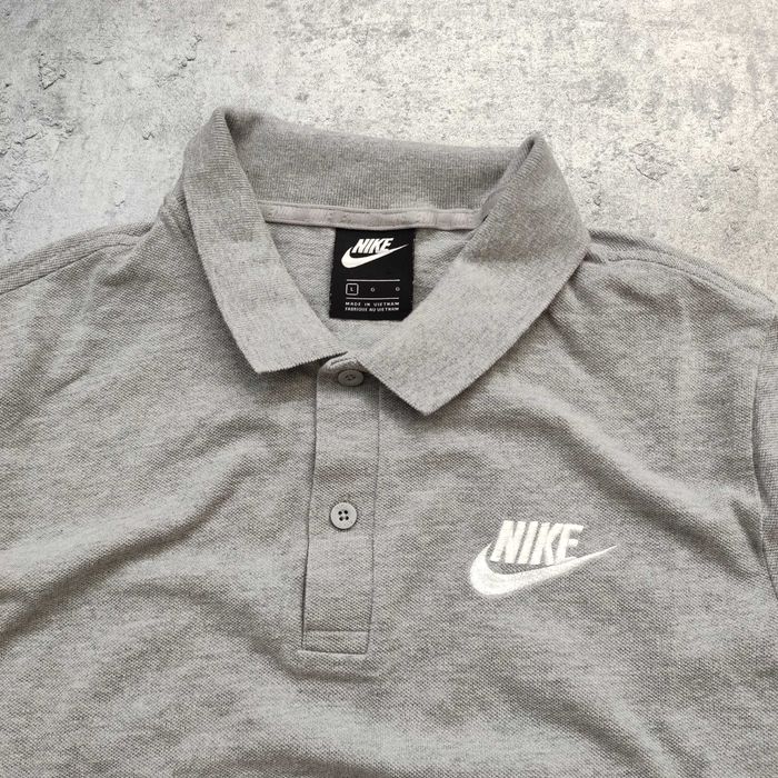 MĘSKA Koszulka Polo Elegancka PREMIUM szara Bawełna Nike Pętelka Logo