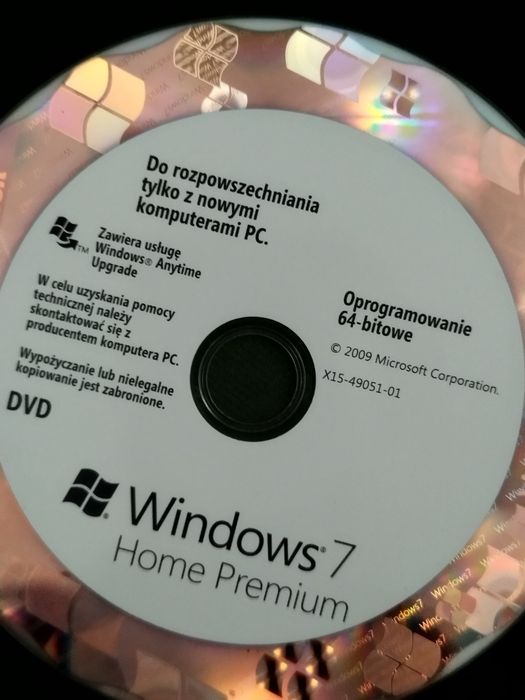 Windows 7 64 bit na płycie DVD zestaw