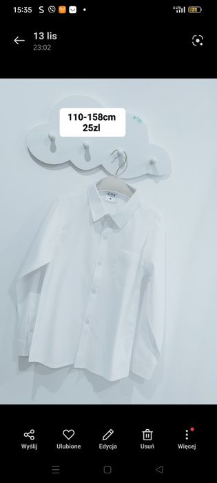 Biała koszula z kołnierzem 110-170