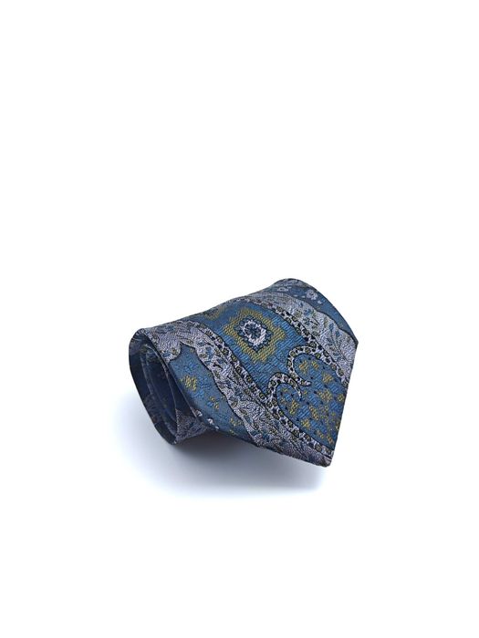Trussardi granatowy jedwabny krawat paisley ady15