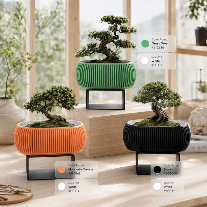 Vaso Ribora para Bonsai | Floreira Decorativa Moderna com Interior Removível | Vaso para Bonsai | Presente para Casa