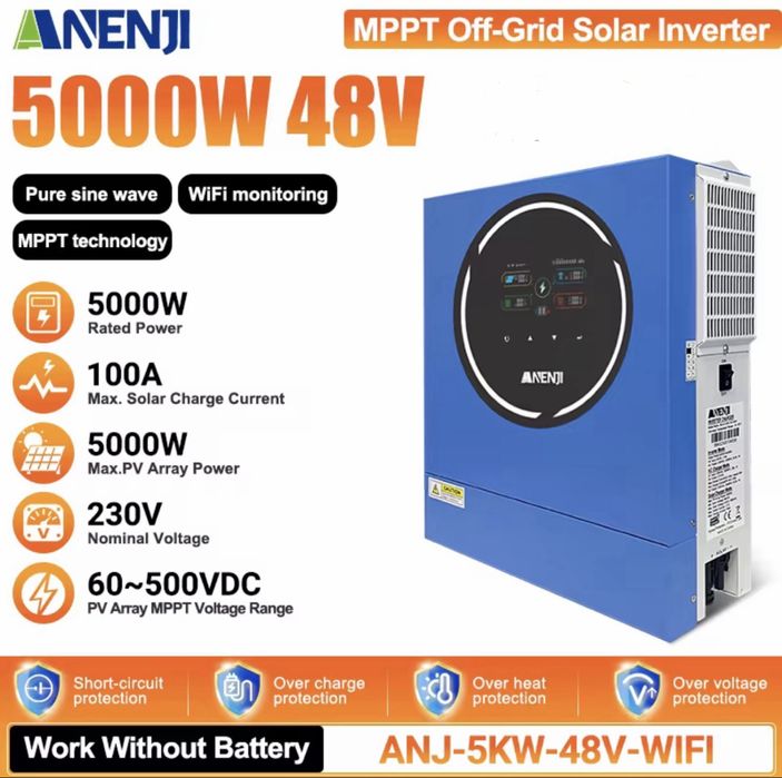 Гібридний інвертор Anenji ANJ-5KW-48V-WIFI