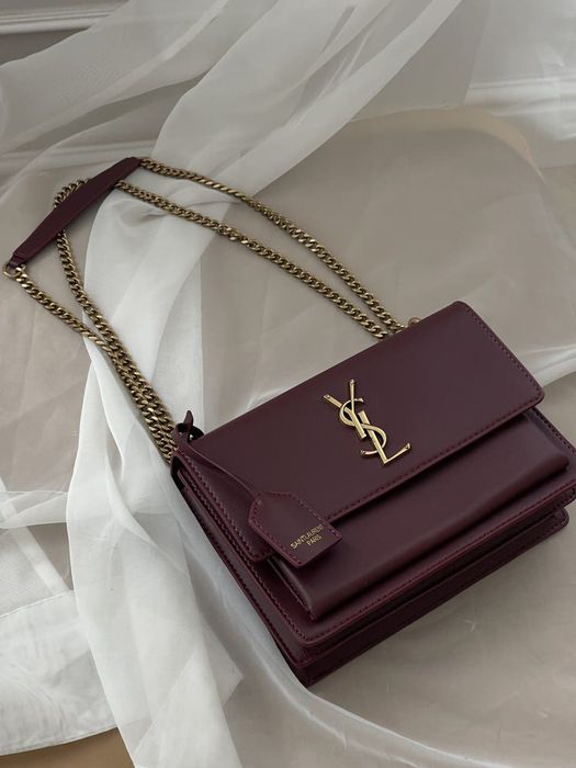 Сумка Saint Laurent / сумочка шкіряна бордова бургунді